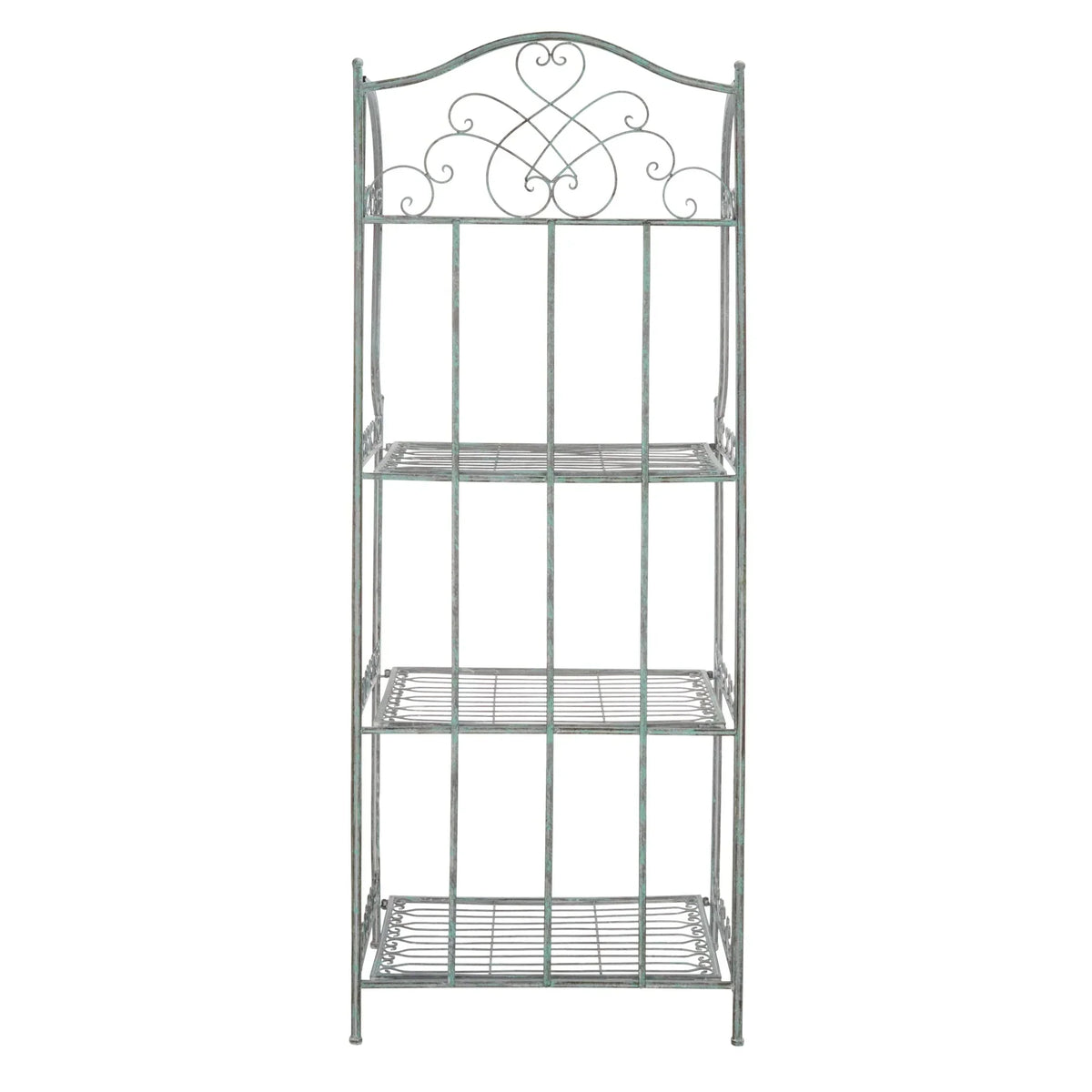 SAFAVIEH Bryn Étagère de boulanger d'extérieur victorienne en fer forgé à 4 niveaux - 63,5 cm l x 38,1 cm P x 160 cm H - 25L x 15P x 63H