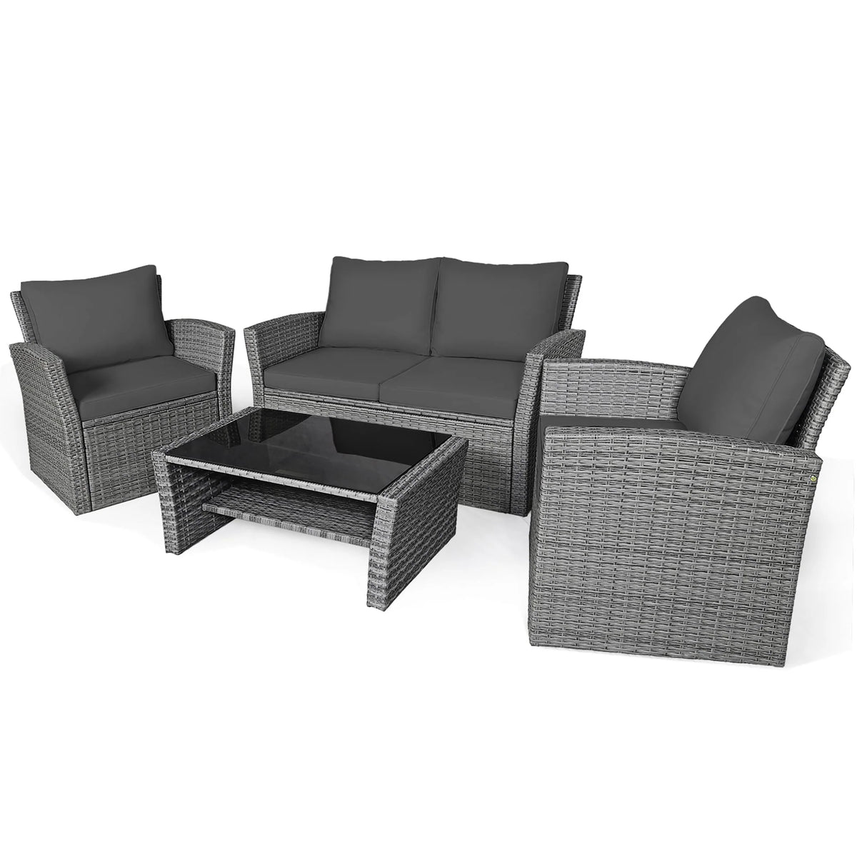Ensemble de 4 pièces de canapé de patio avec table basse, salon de jardin