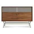 Modern Walnut / Putty Grey Steel Entertainment Centers & TV Stands
