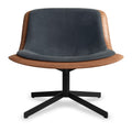 Modern Walnut / Ink Leather Chairs with Upholstered