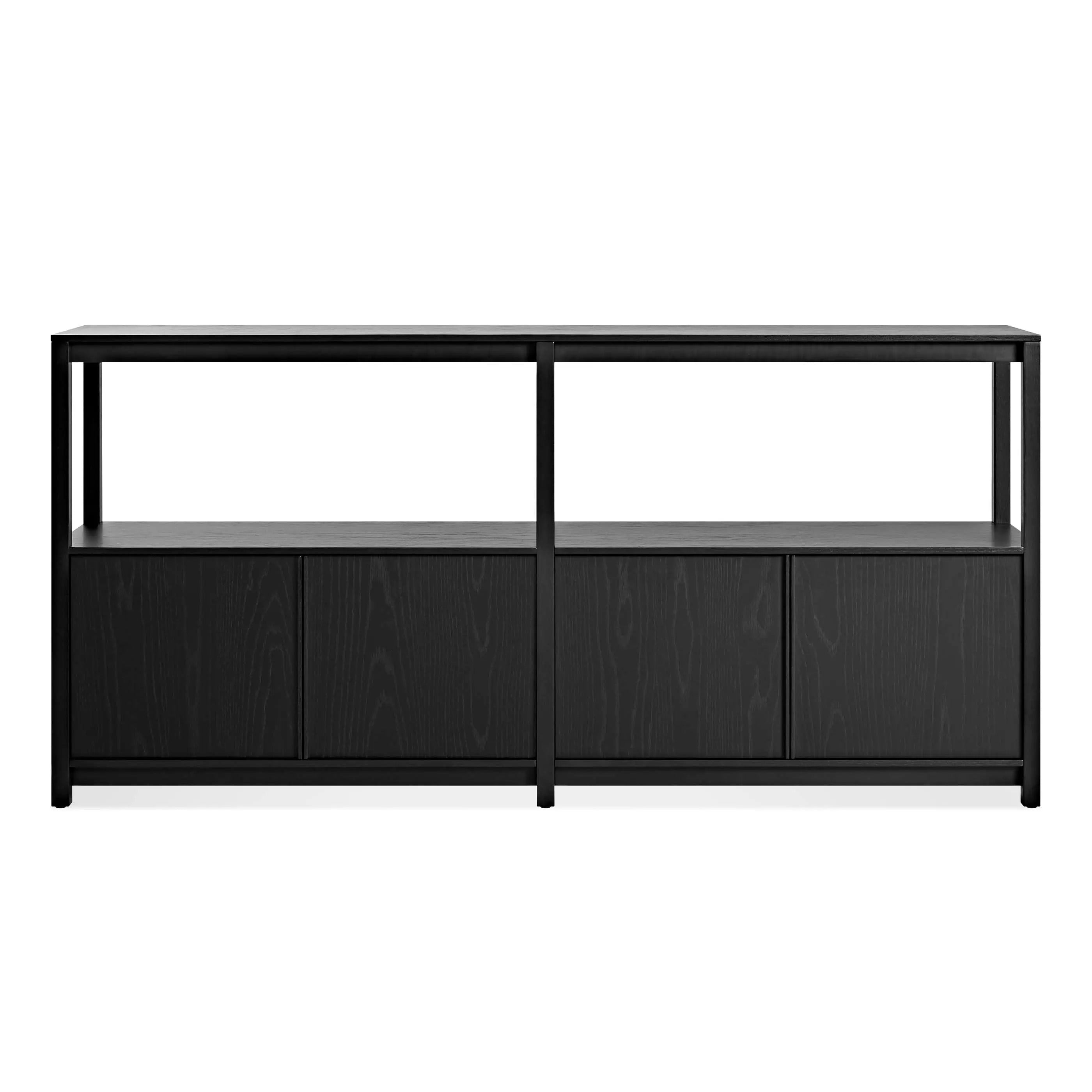 Open Plan Large Low Bookcase with Storage